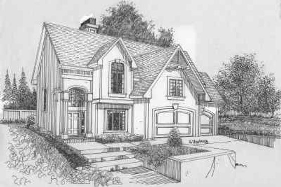 Exterior - Front Elevation for European House Plan #6-106 - 4 bed, 2.5 bath