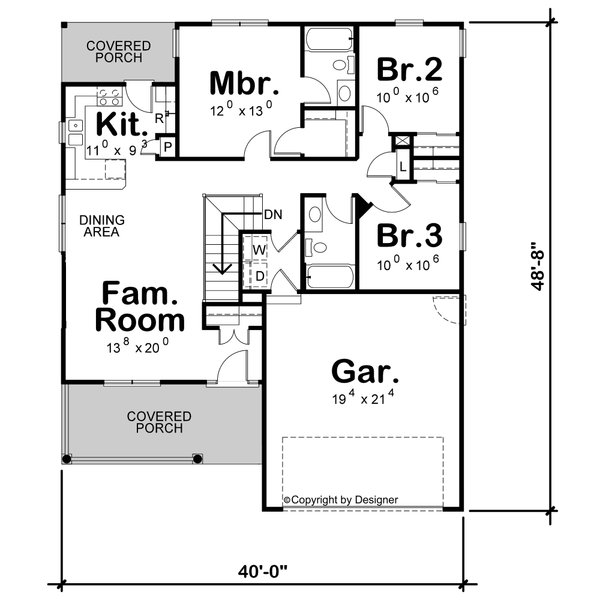 Home Plan - Floor Plan - Main Floor for Modern House Plan #20-2639 - 3 bed, 2 bath