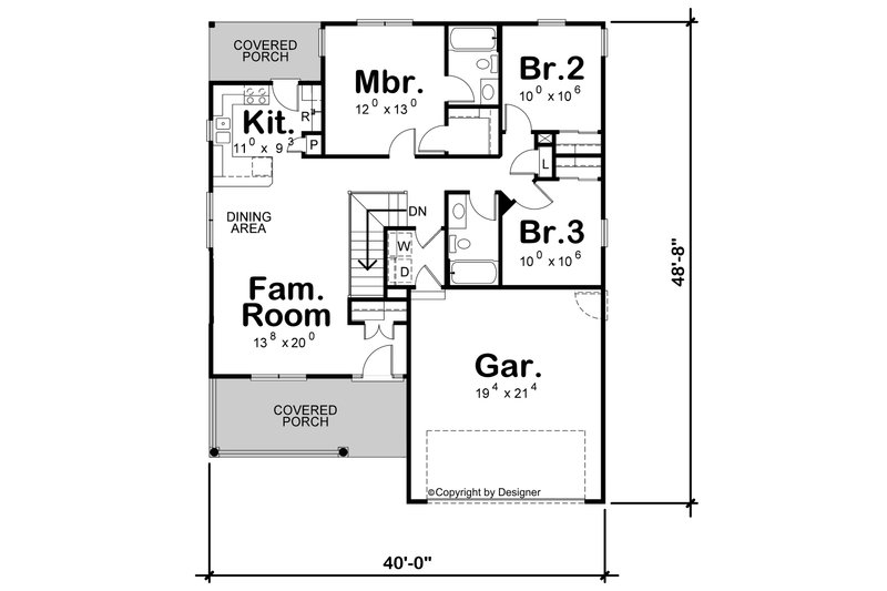 Home Plan - Floor Plan - Main Floor for Modern House Plan #20-2639 - 3 bed, 2 bath