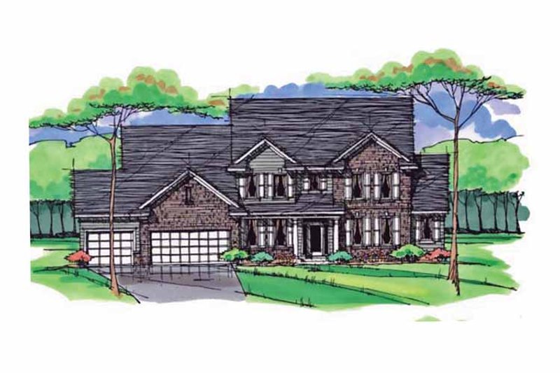 Home Plan - Exterior - Front Elevation 3 for Colonial House Plan #51-1023 - 4 bed, 3.5 bath