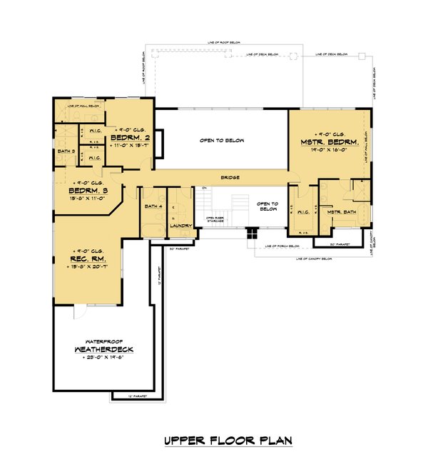 House Design - Contemporary Floor Plan - Upper Floor Plan #1066-110