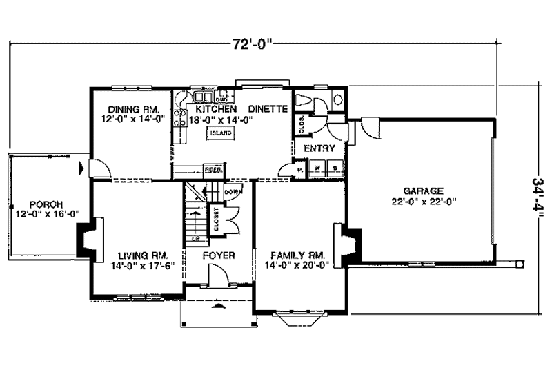 Architectural House Design - Floor Plan - Main Floor for Tudor House Plan #1001-154 - 4 bed, 2.5 bath