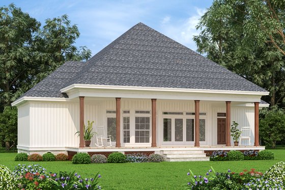 Exterior - Rear Elevation for Farmhouse House Plan #45-597 - 3 bed, 2 bath