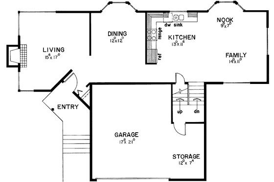 Floor Plan - Main Floor for Contemporary House Plan #60-859 - 3 bed, 2 bath