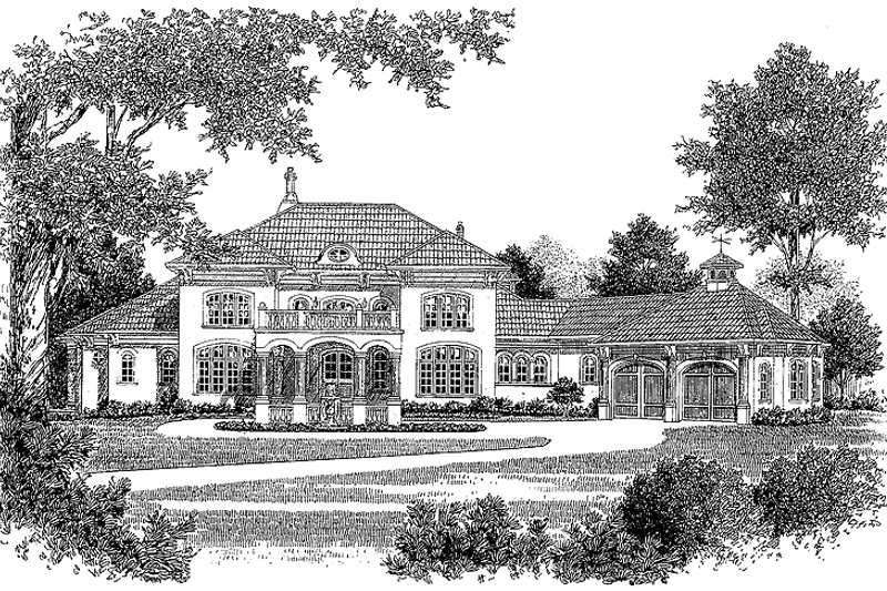 Home Plan - Exterior - Front Elevation 3 for Mediterranean House Plan #453-440 - 5 bed, 7.5 bath