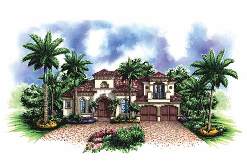 Architectural House Design - Exterior - Front Elevation 3 for Mediterranean House Plan #1017-124 - 4 bed, 3 bath