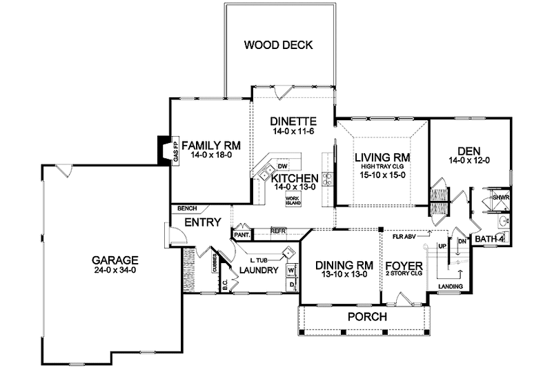 Dream House Plan - Floor Plan - Main Floor for Country House Plan #328-441 - 4 bed, 4 bath