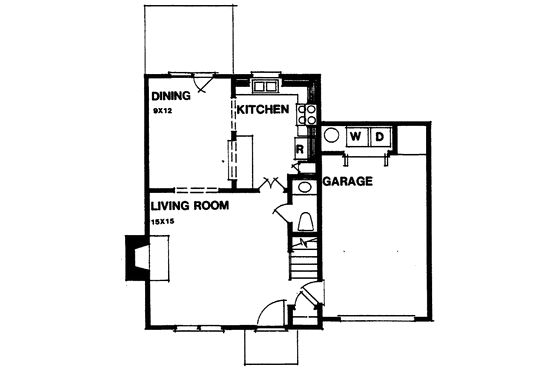 Floor Plan - Main Floor for Colonial House Plan #30-219 - 2 bed, 2.5 bath