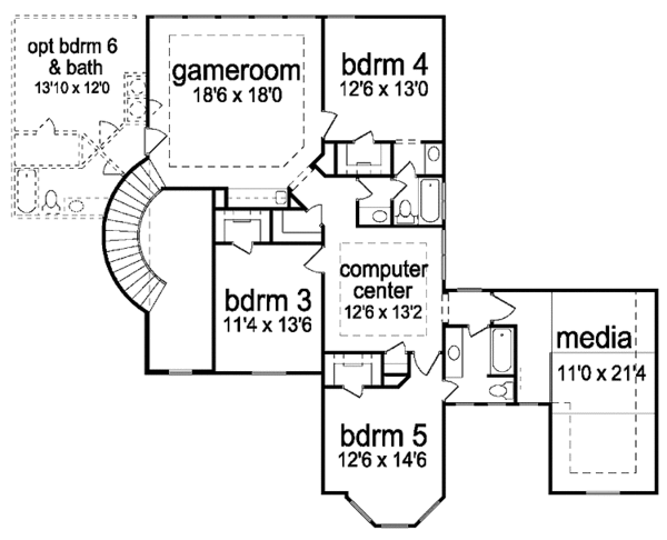 House Plan Design - Mediterranean Floor Plan - Upper Floor Plan #84-738