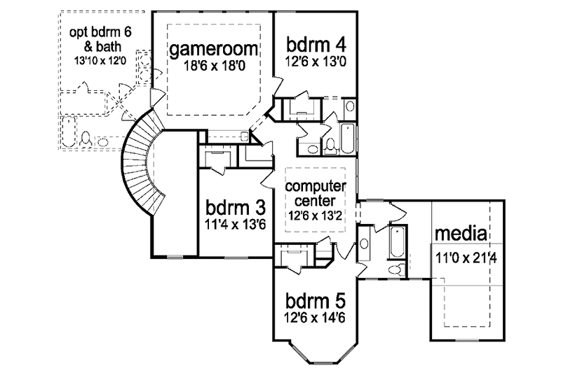 Home Plan - Floor Plan - Upper Floor for Mediterranean House Plan #84-738 - 5 bed, 4.5 bath