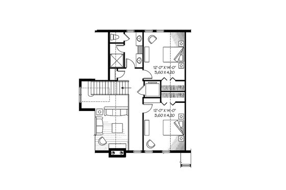 Floor Plan - Upper Floor for European House Plan #23-2423 - 3 bed, 2.5 bath
