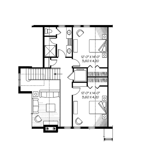 House Design - European Floor Plan - Upper Floor Plan #23-2423
