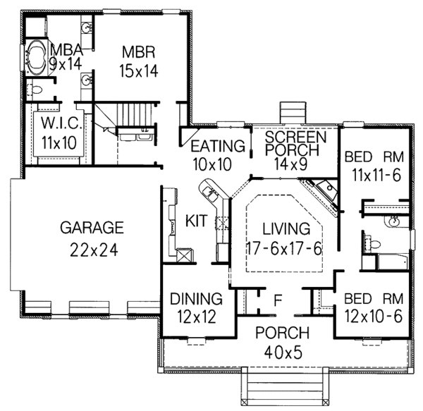 Architectural House Design - Colonial Floor Plan - Main Floor Plan #15-327