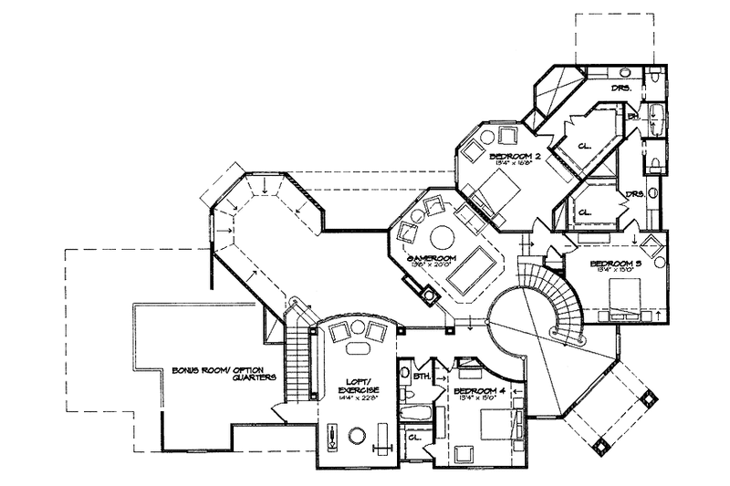 Home Plan - Floor Plan - Upper Floor for Mediterranean House Plan #1021-6 - 4 bed, 3 bath
