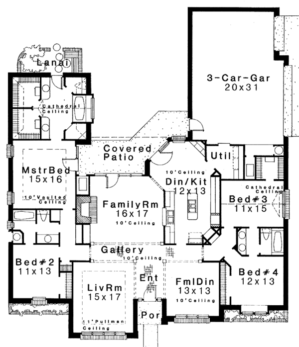 Architectural House Design - Prairie Floor Plan - Main Floor Plan #310-1173