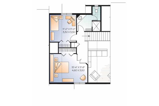 Floor Plan - Upper Floor for European House Plan #23-2511 - 3 bed, 2 bath