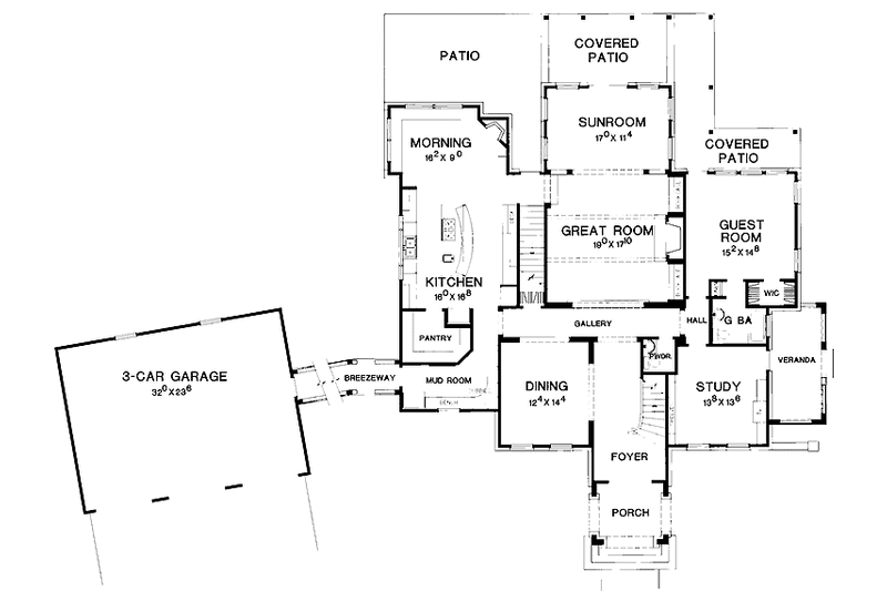 Architectural House Design - Floor Plan - Main Floor for Colonial House Plan #472-297 - 4 bed, 4 bath