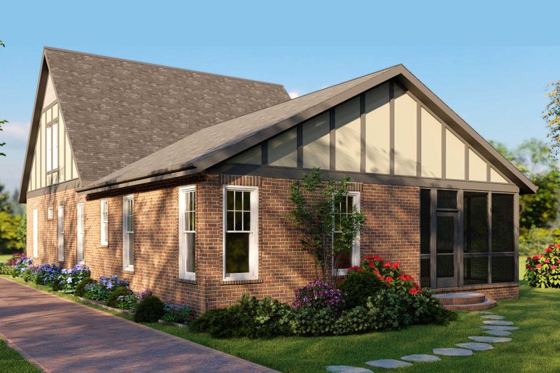 Architectural House Design - Exterior - Rear Elevation for Tudor House Plan #461-83 - 4 bed, 3 bath