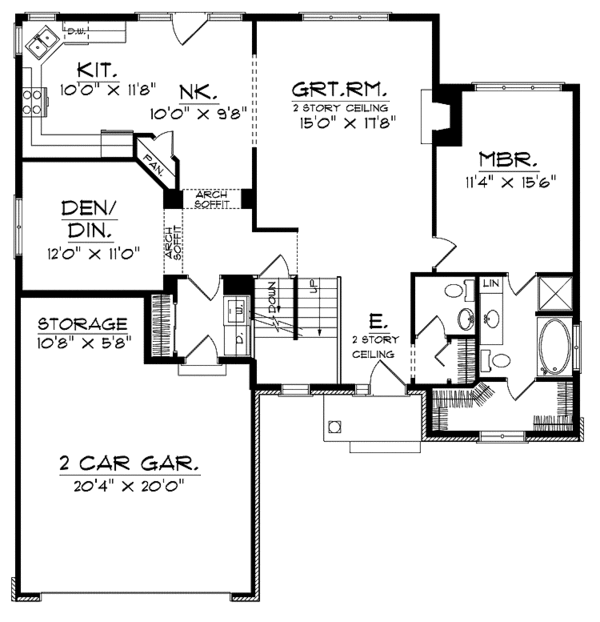 Home Plan - Traditional Floor Plan - Main Floor Plan #70-1357