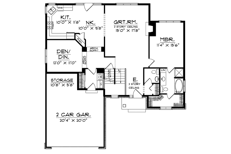 Dream House Plan - Floor Plan - Main Floor for Traditional House Plan #70-1357 - 3 bed, 2.5 bath