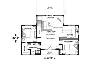 Floor Plan - Main Floor for Modern House Plan #23-2747 - 2 bed, 1 bath