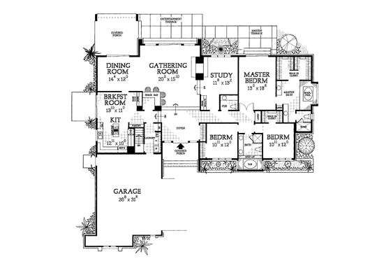 Floor Plan - Main Floor for Contemporary House Plan #72-866 - 3 bed, 2.5 bath