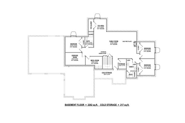 Ranch Floor Plan - Lower Floor Plan #1084-2