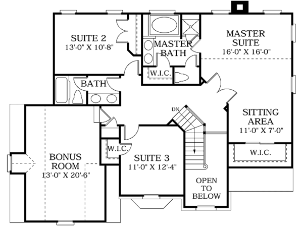 House Plan Design - Colonial Floor Plan - Upper Floor Plan #453-131