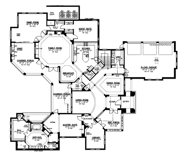 House Design - Mediterranean Floor Plan - Main Floor Plan #1019-7