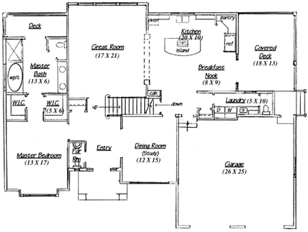 Home Plan - Adobe / Southwestern Floor Plan - Main Floor Plan #5-188