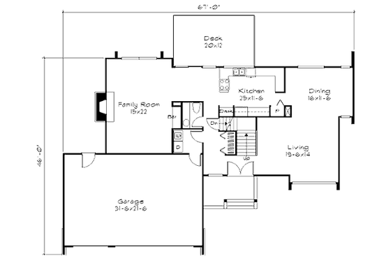 Floor Plan - Main Floor for Modern House Plan #320-428 - 3 bed, 2.5 bath