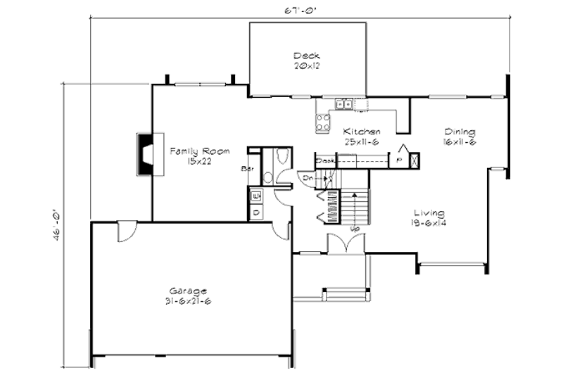 Home Plan - Floor Plan - Main Floor for Modern House Plan #320-428 - 3 bed, 2.5 bath