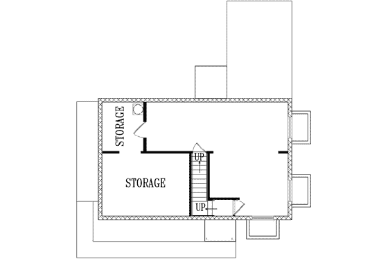 Floor Plan - Lower Floor for Southern House Plan #1-469 - 1 bed, 1 bath