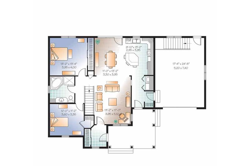 Home Plan - Floor Plan - Main Floor for Country House Plan #23-2518 - 2 bed, 1 bath