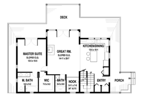 Floor Plan - Main Floor for Contemporary House Plan #1042-14 - 2 bed, 3 bath