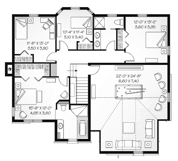 House Design - European Floor Plan - Upper Floor Plan #23-2544