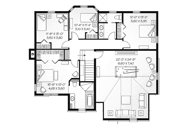 Home Plan - Floor Plan - Upper Floor for European House Plan #23-2544 - 4 bed, 2.5 bath