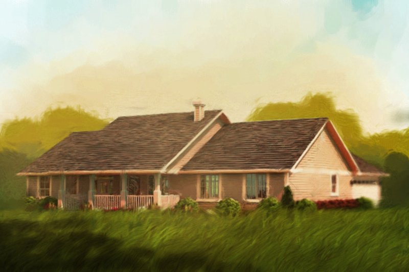 Dream House Plan - Exterior - Front Elevation 6 for Ranch House Plan #18-9545 - 3 bed, 2 bath