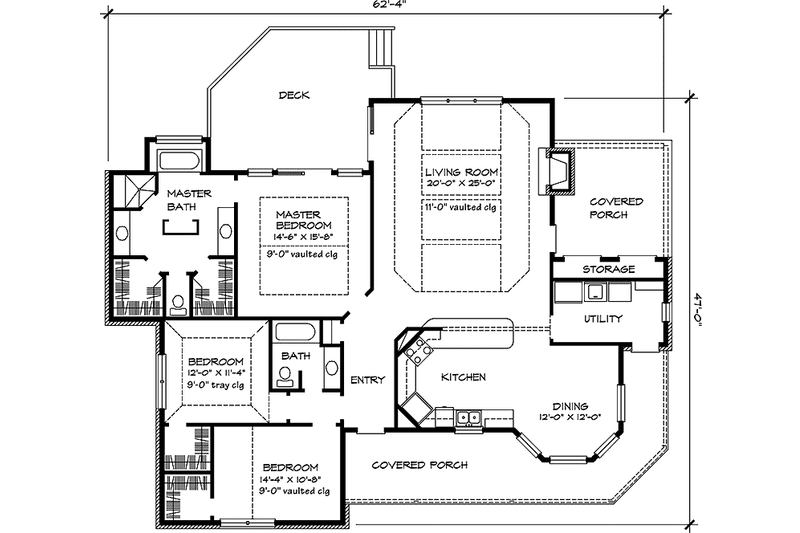 Dream House Plan - Floor Plan - Main Floor for Country House Plan #140-179 - 3 bed, 2 bath