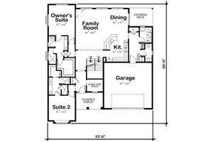 Floor Plan - Main Floor for Craftsman House Plan #20-2281 - 4 bed, 4.5 bath