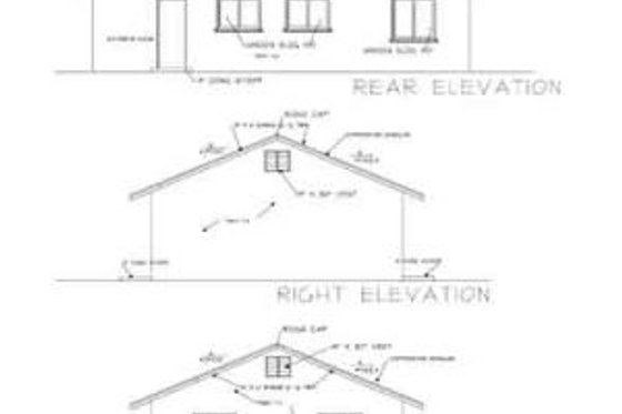 Exterior - Rear Elevation for Ranch House Plan #1-120 - 2 bed, 1 bath