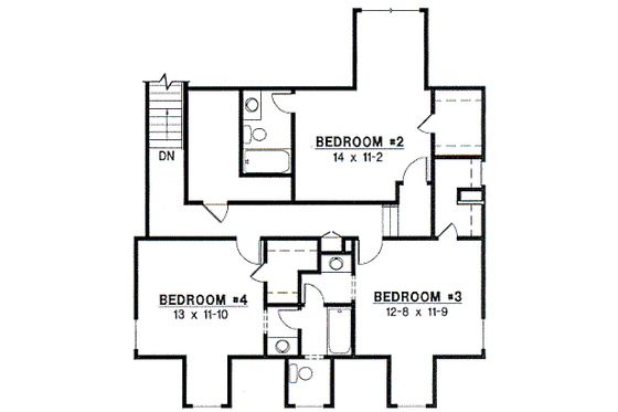 Floor Plan - Upper Floor for Country House Plan #67-236 - 4 bed, 4 bath
