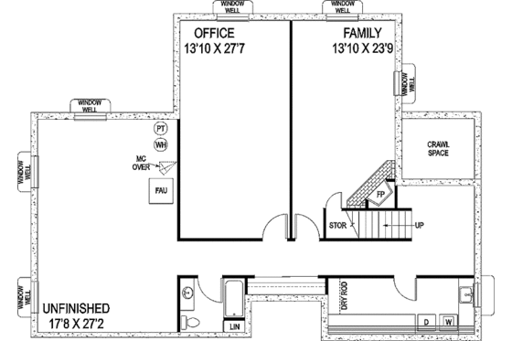 Floor Plan - Lower Floor for Contemporary House Plan #60-728 - 3 bed, 3 bath