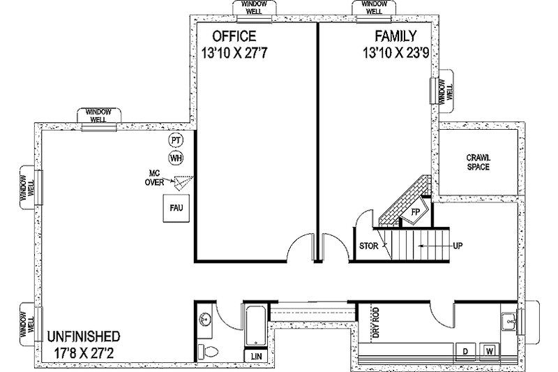 Home Plan - Floor Plan - Lower Floor for Contemporary House Plan #60-728 - 3 bed, 3 bath