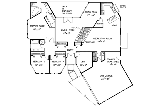 Floor Plan - Main Floor for Contemporary House Plan #60-988 - 3 bed, 2 bath