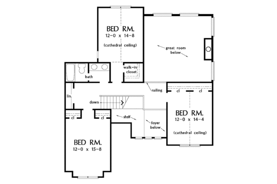 Floor Plan - Upper Floor for Mediterranean House Plan #929-593 - 4 bed, 2.5 bath