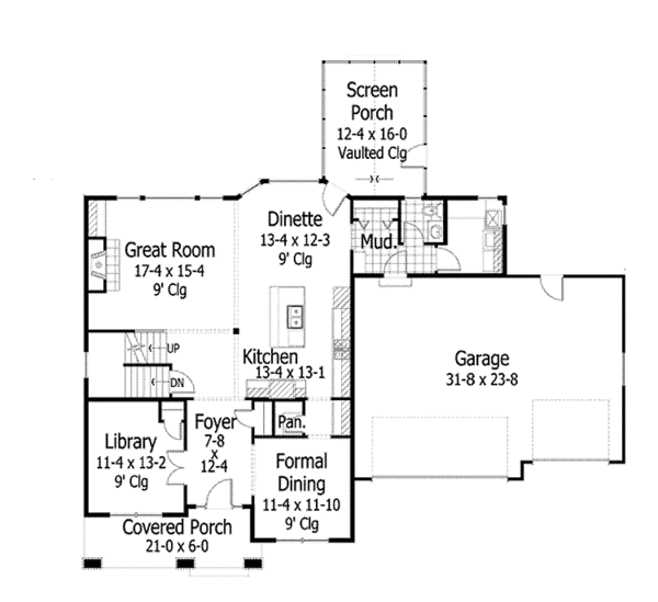 House Plan Design - Country Floor Plan - Main Floor Plan #51-1053