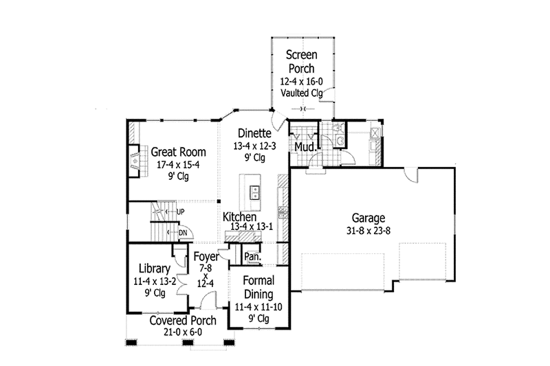 Home Plan - Floor Plan - Main Floor for Country House Plan #51-1053 - 4 bed, 2.5 bath
