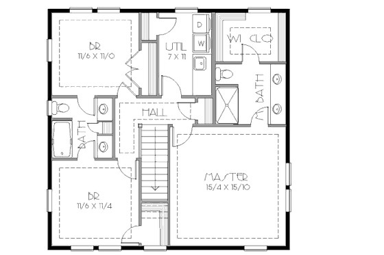 Floor Plan - Upper Floor for Craftsman House Plan #423-13 - 4 bed, 3 bath