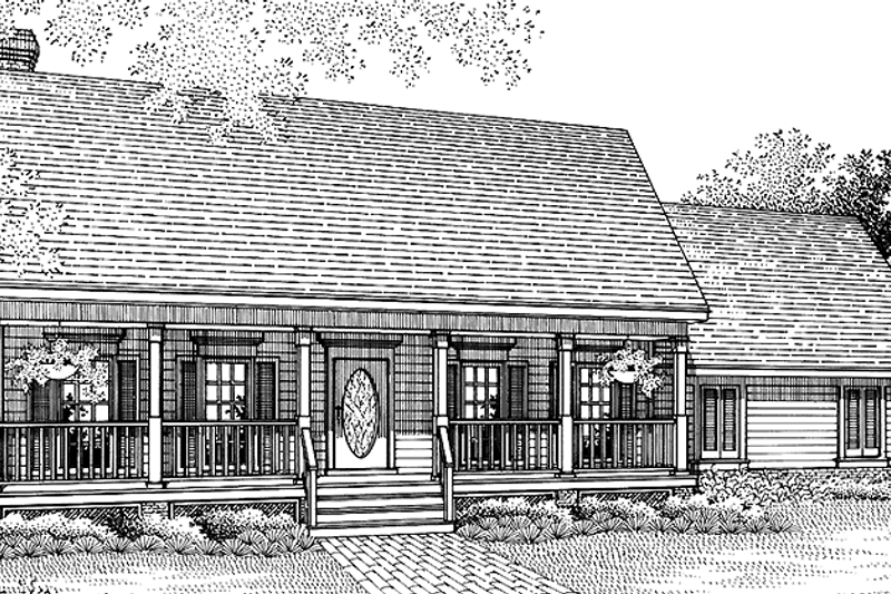 Home Plan - Country Exterior - Front Elevation Plan #45-518